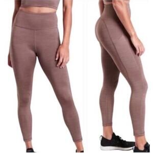 Athleta Leggings Women Small Tall Mauve Brown Ultimate Stash Pocket 7/8 Athletic